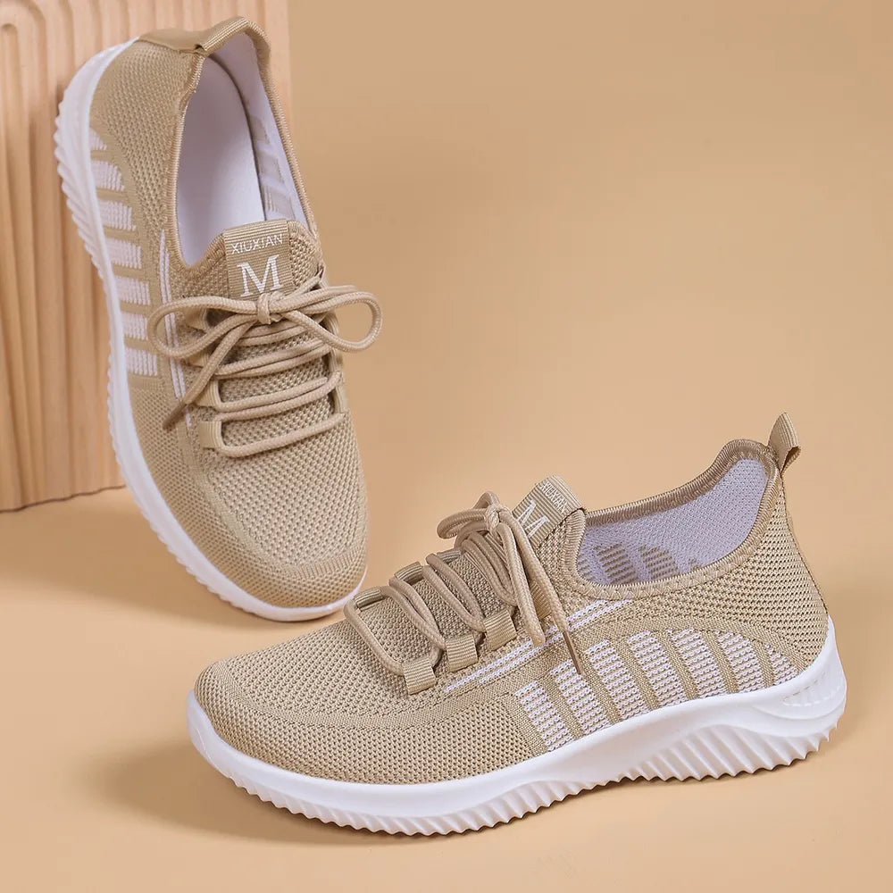 Round Toe Flats Athletic Khaki