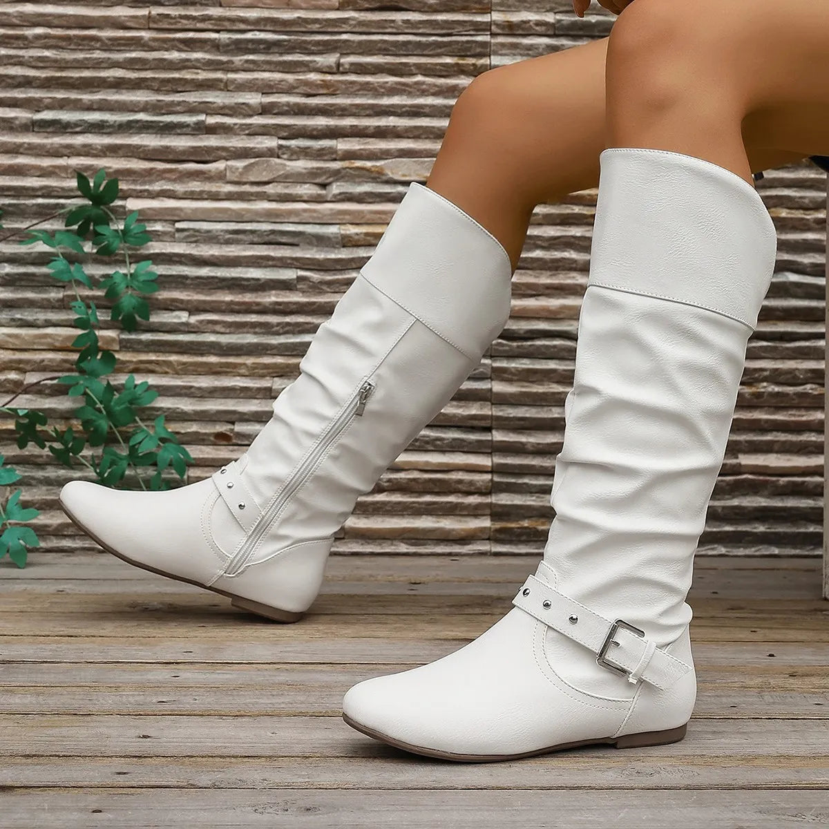 Point Toe Flats Boots White