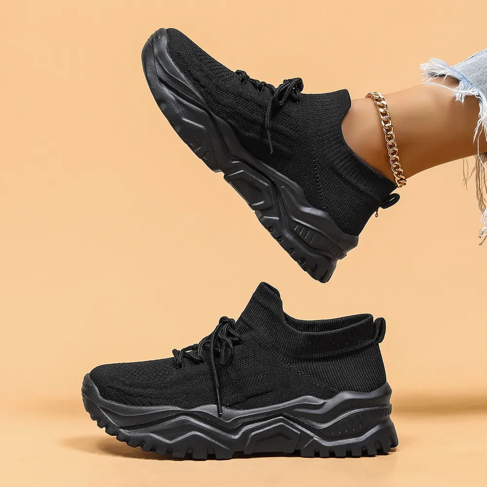 Round Toe Platform Athletic Black