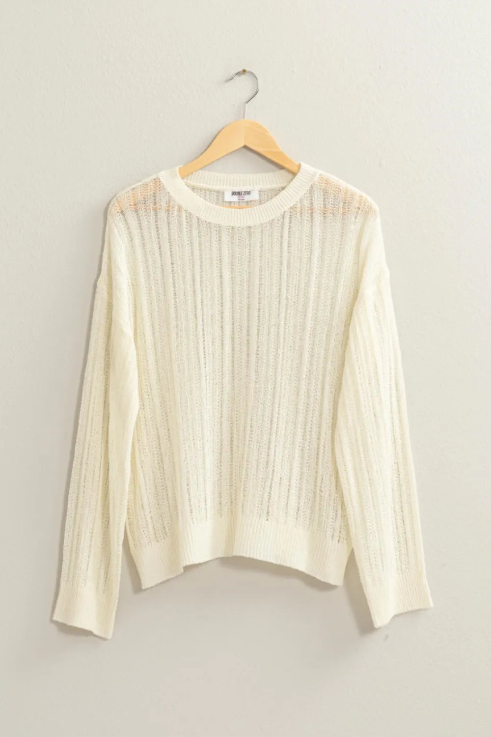 HYFVE Openwork Ribbed Trim Long Sleeve Knit Top