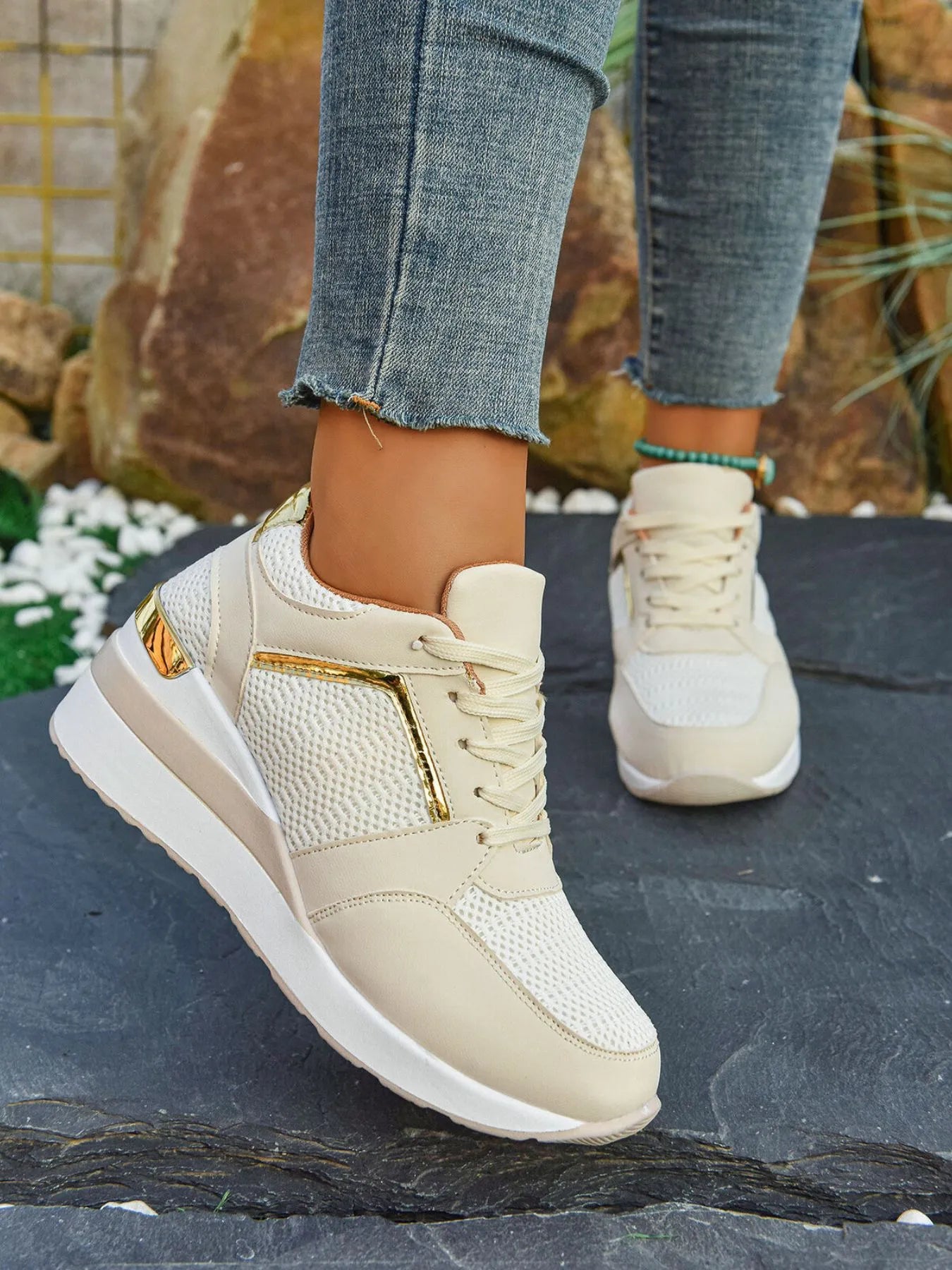 Comfort Breathable Mesh Sneakers Beige
