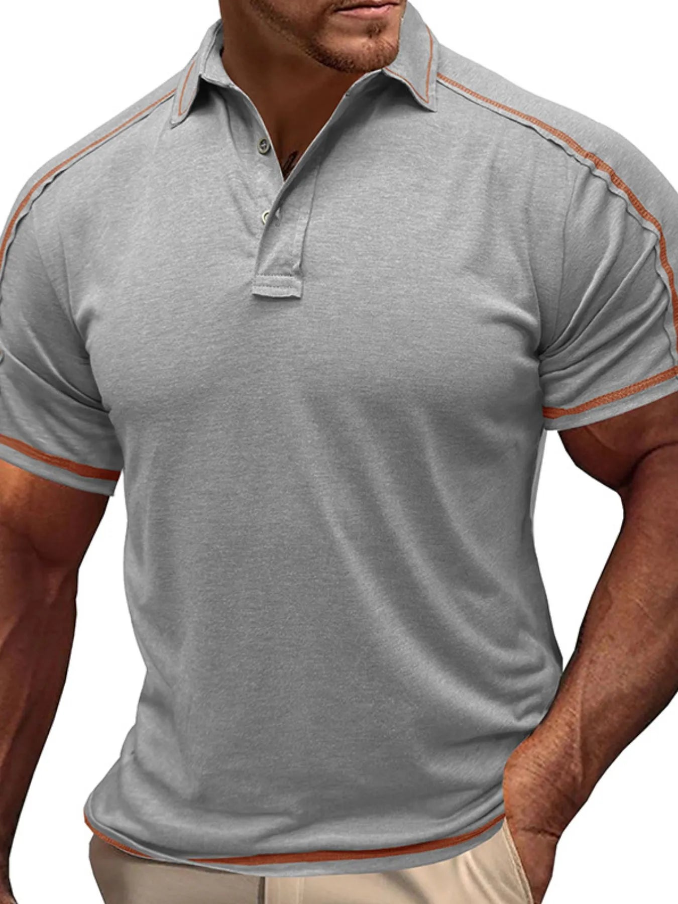 Men's Collared Neck Polo Shirt with Contrast Piping