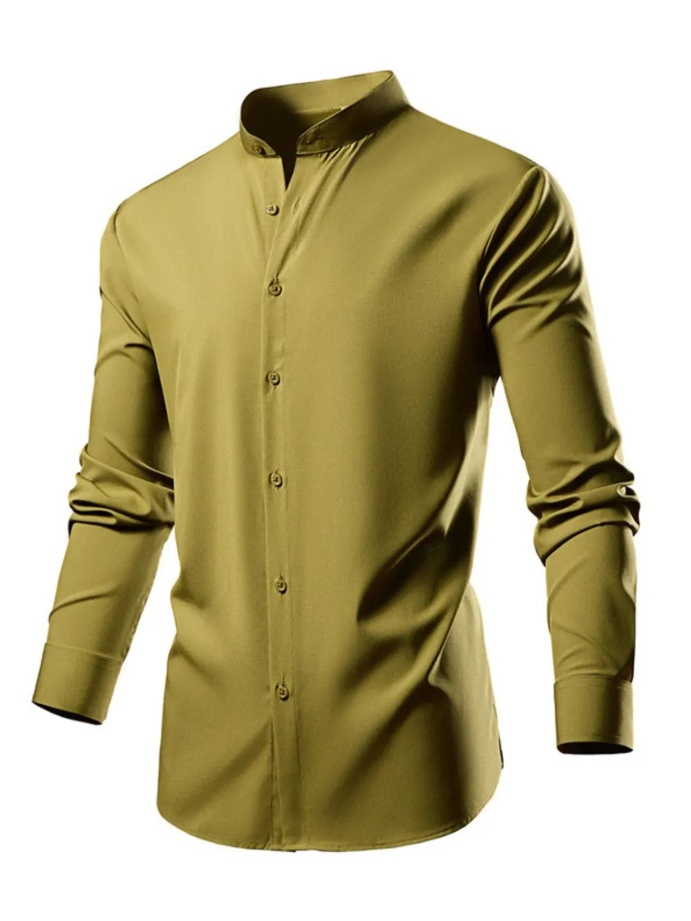 Men's Button Down Long Sleeve Shirt Yellow-Green