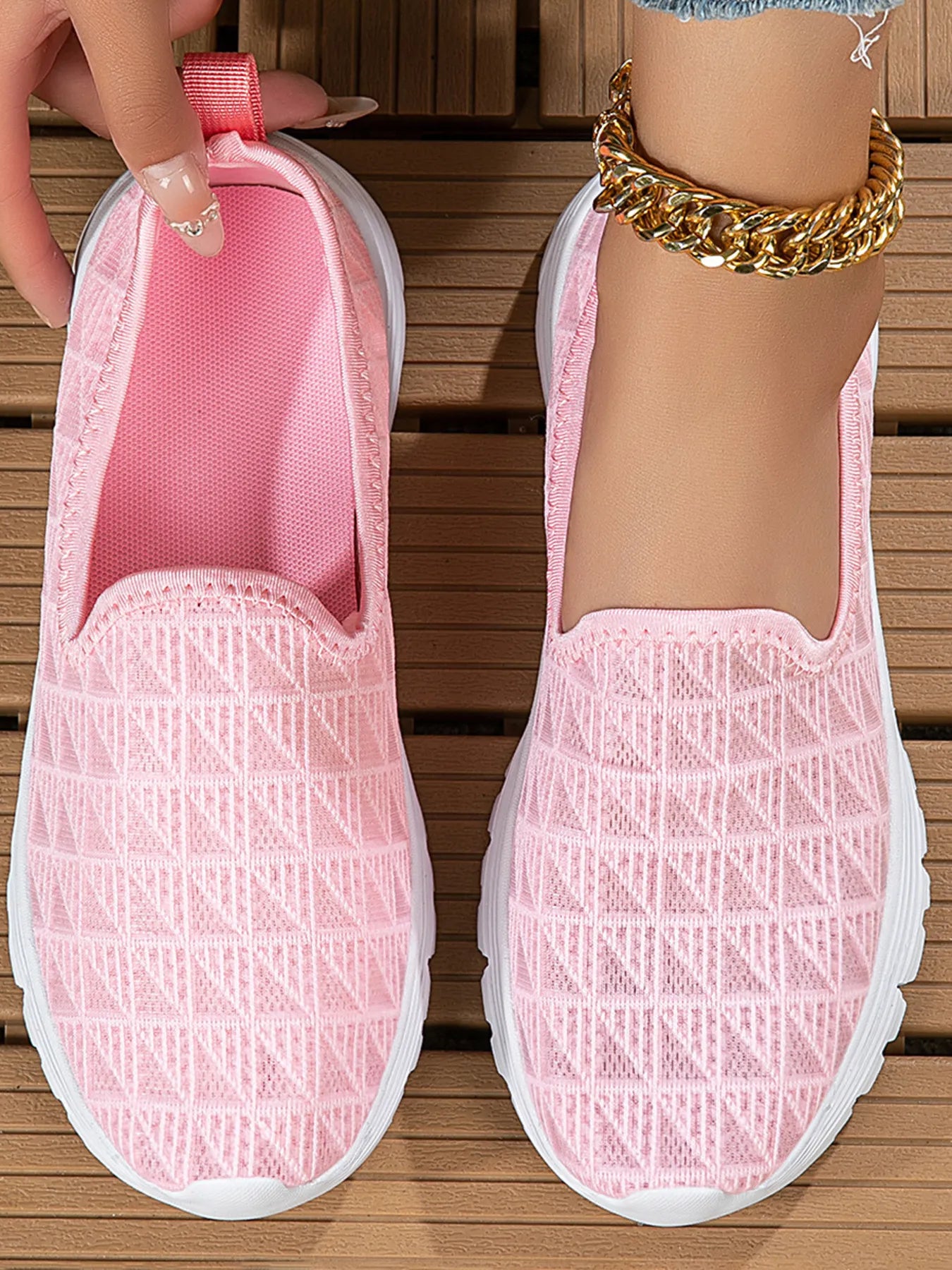 Breathable Mesh Slip-On Sneakers Pink