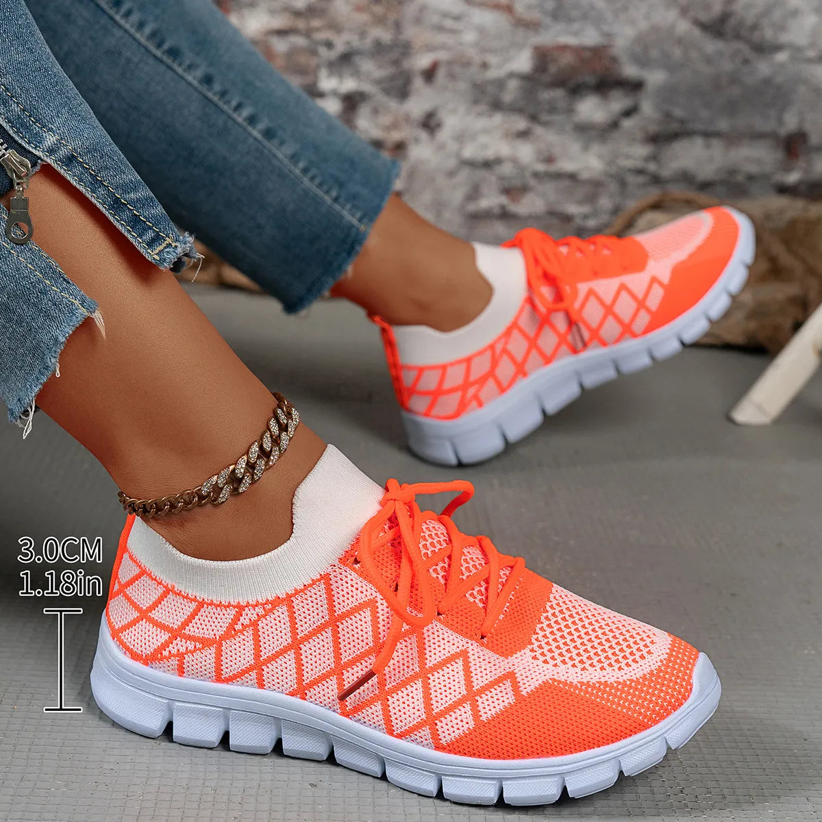 Round Toe Flats Sneakers Orange