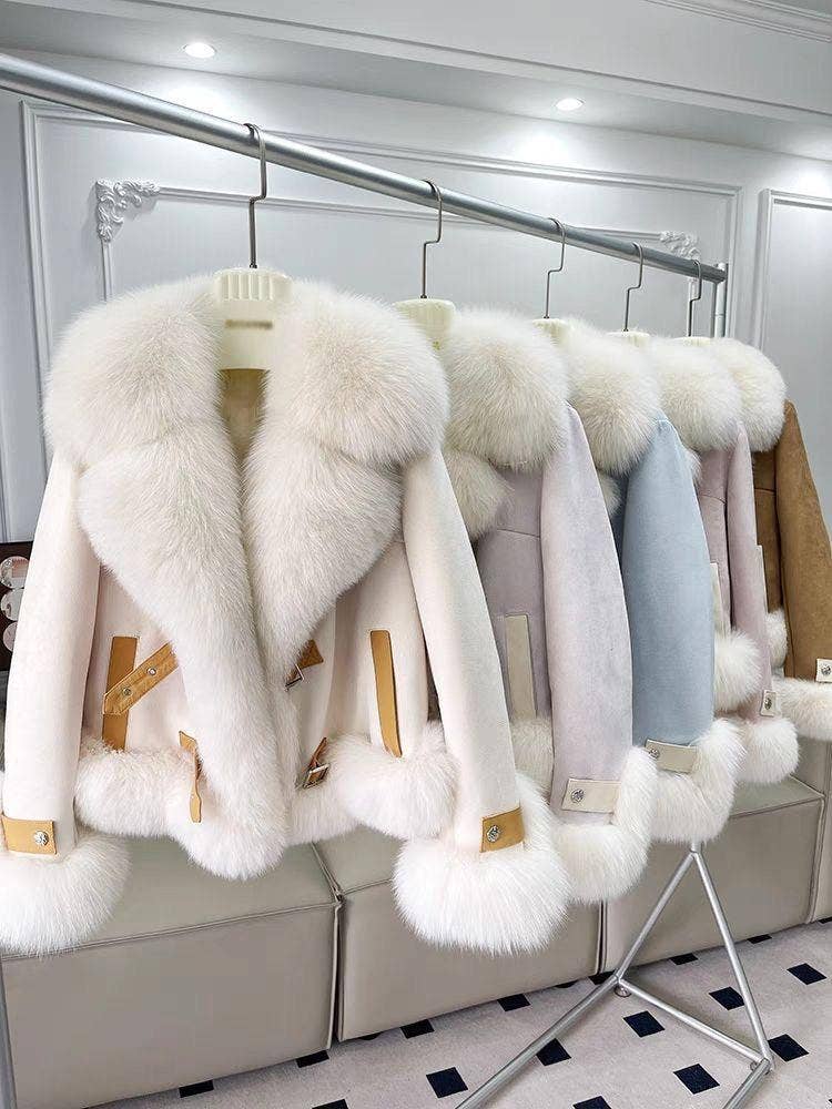 Chic Pink Faux Fur Coat - Winter Elegance For Women Khaki