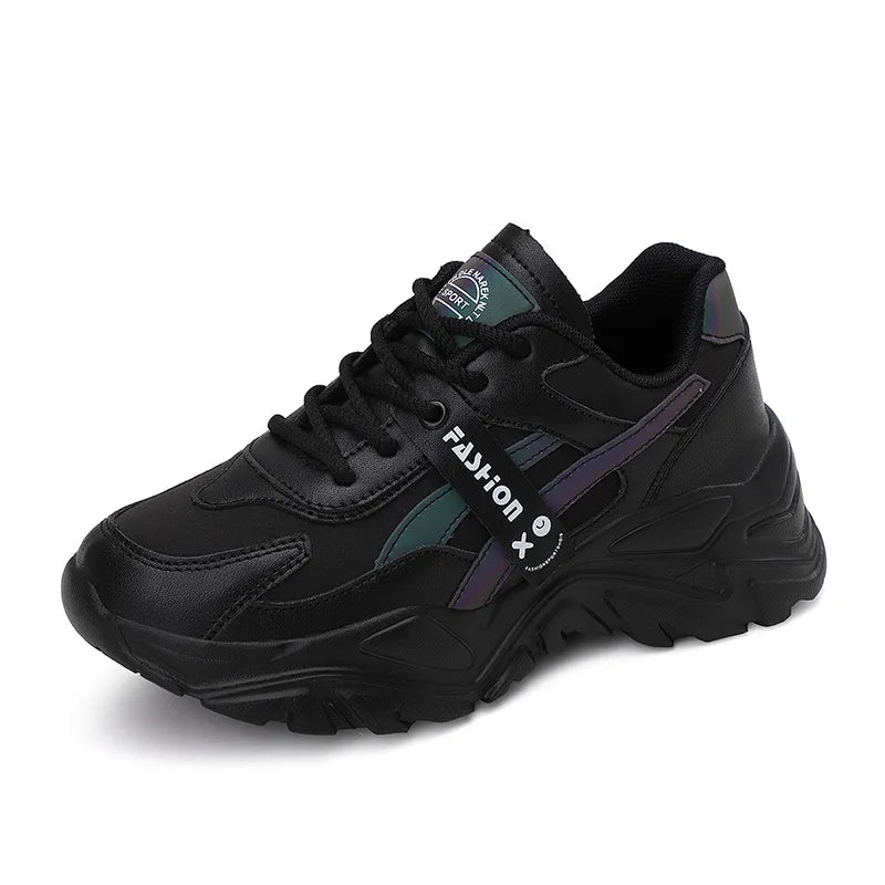 Round Toe Flats Athletic Black