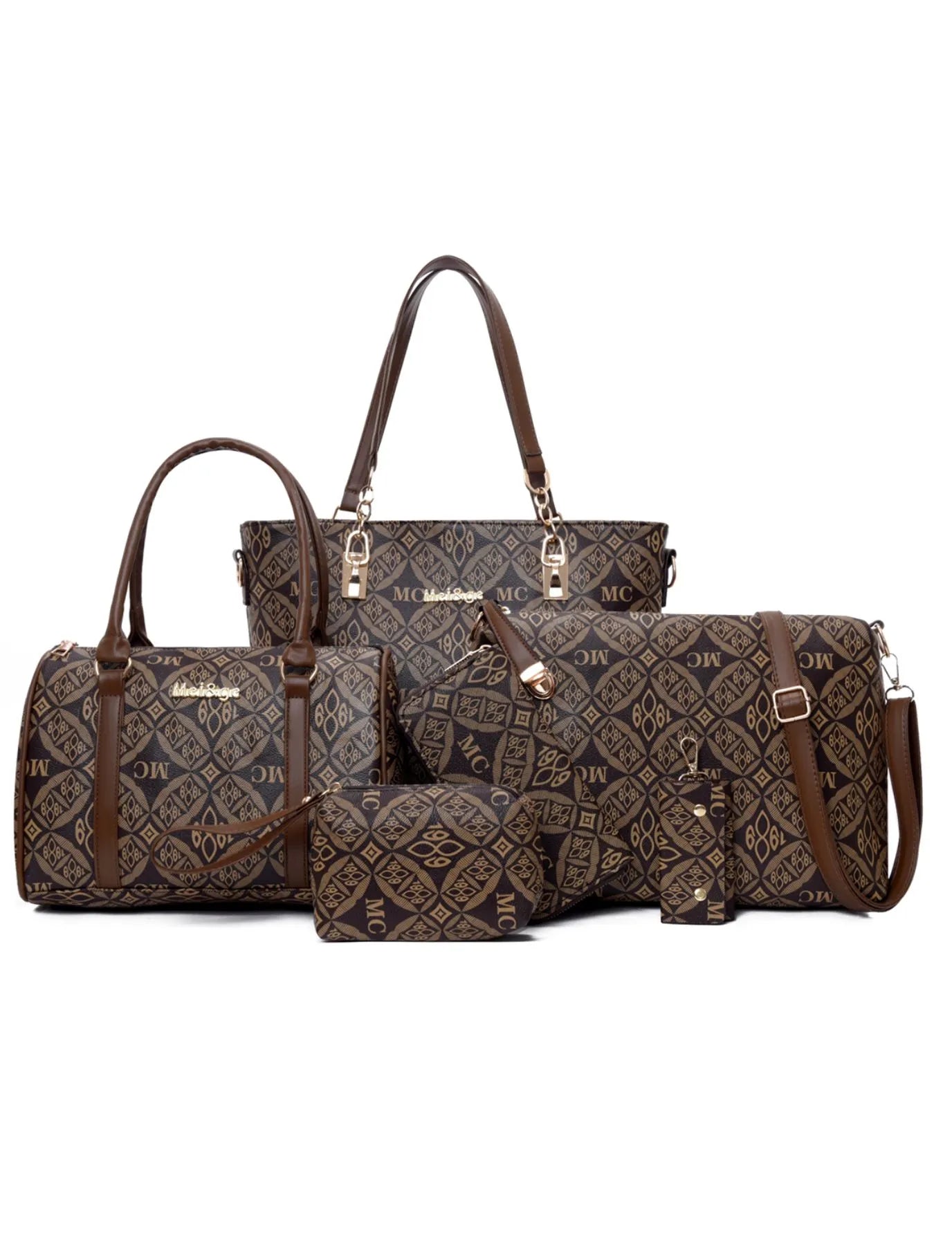 6-Piece Geometric Pattern Bag Set