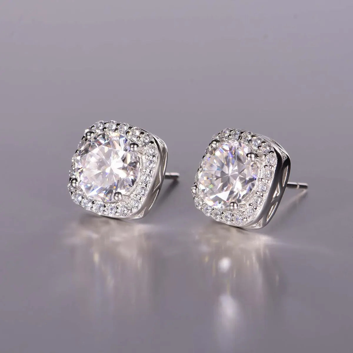 2.4 Carat Moissanite Stud Earrings Silver One Size