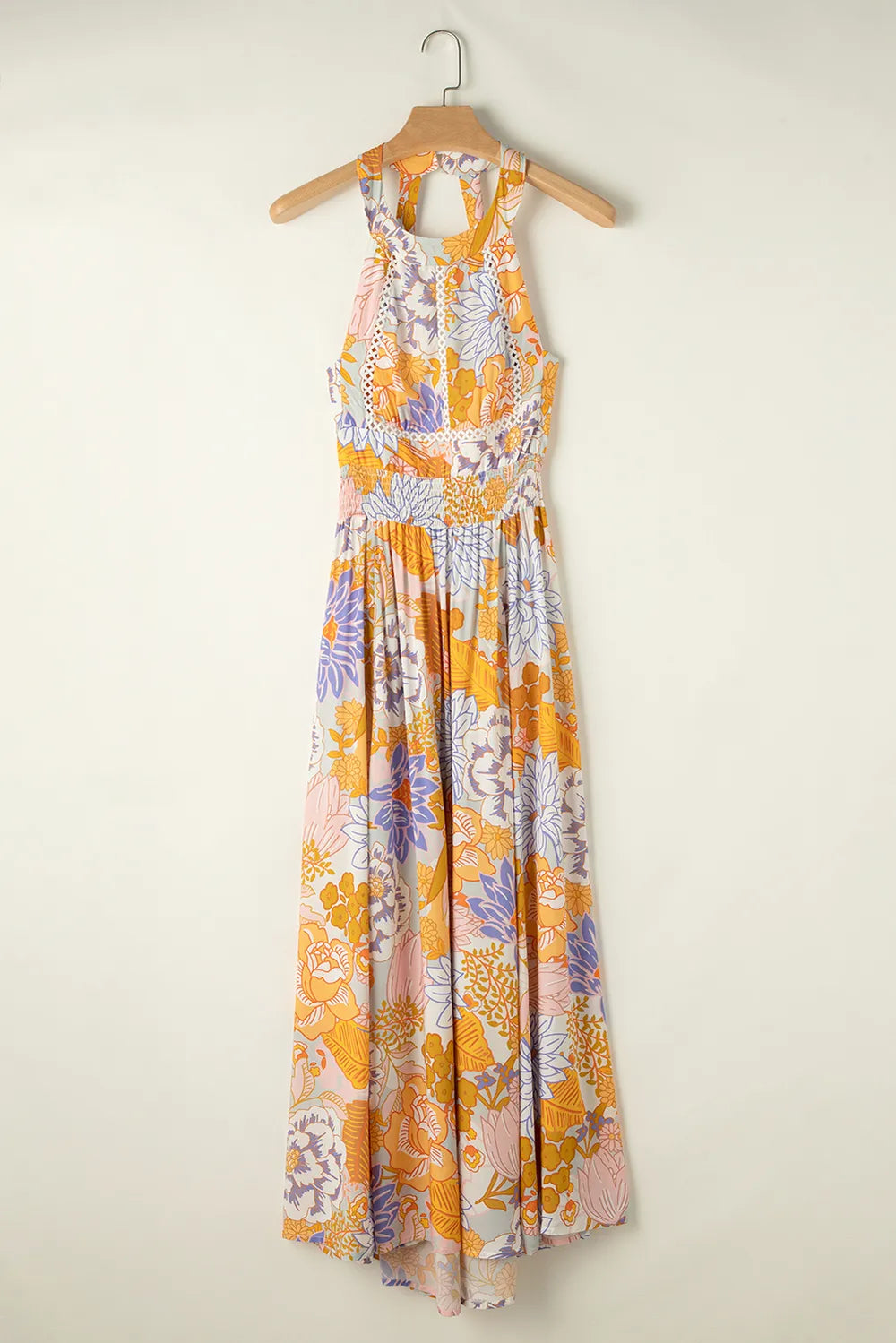 Tied Printed Grecian Sleeveless Maxi Dress