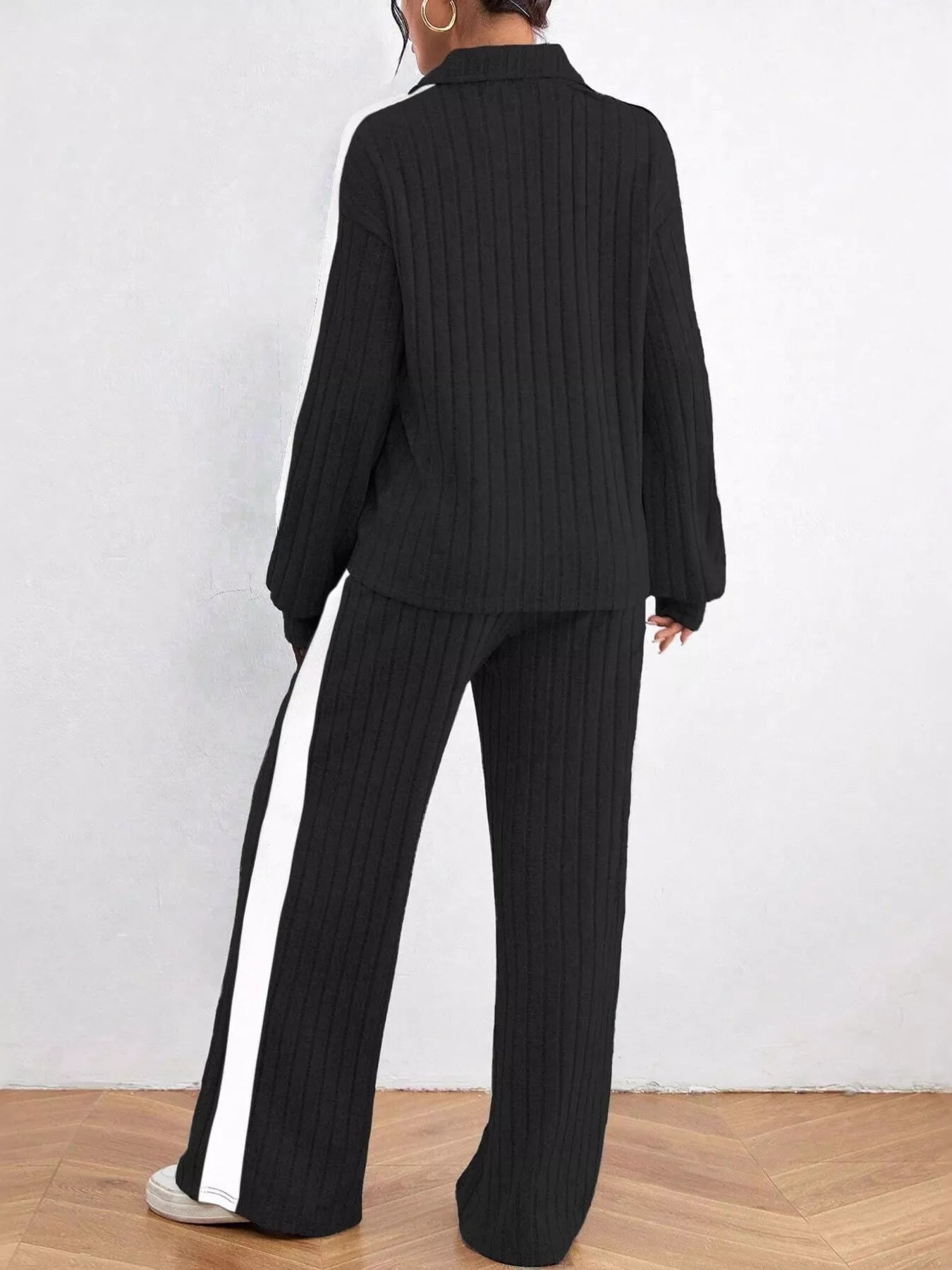 Ribbed Long Sleeve Top and Pants Set