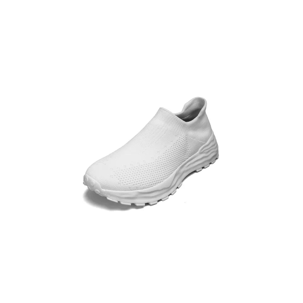 Round Toe Flats Athletic White