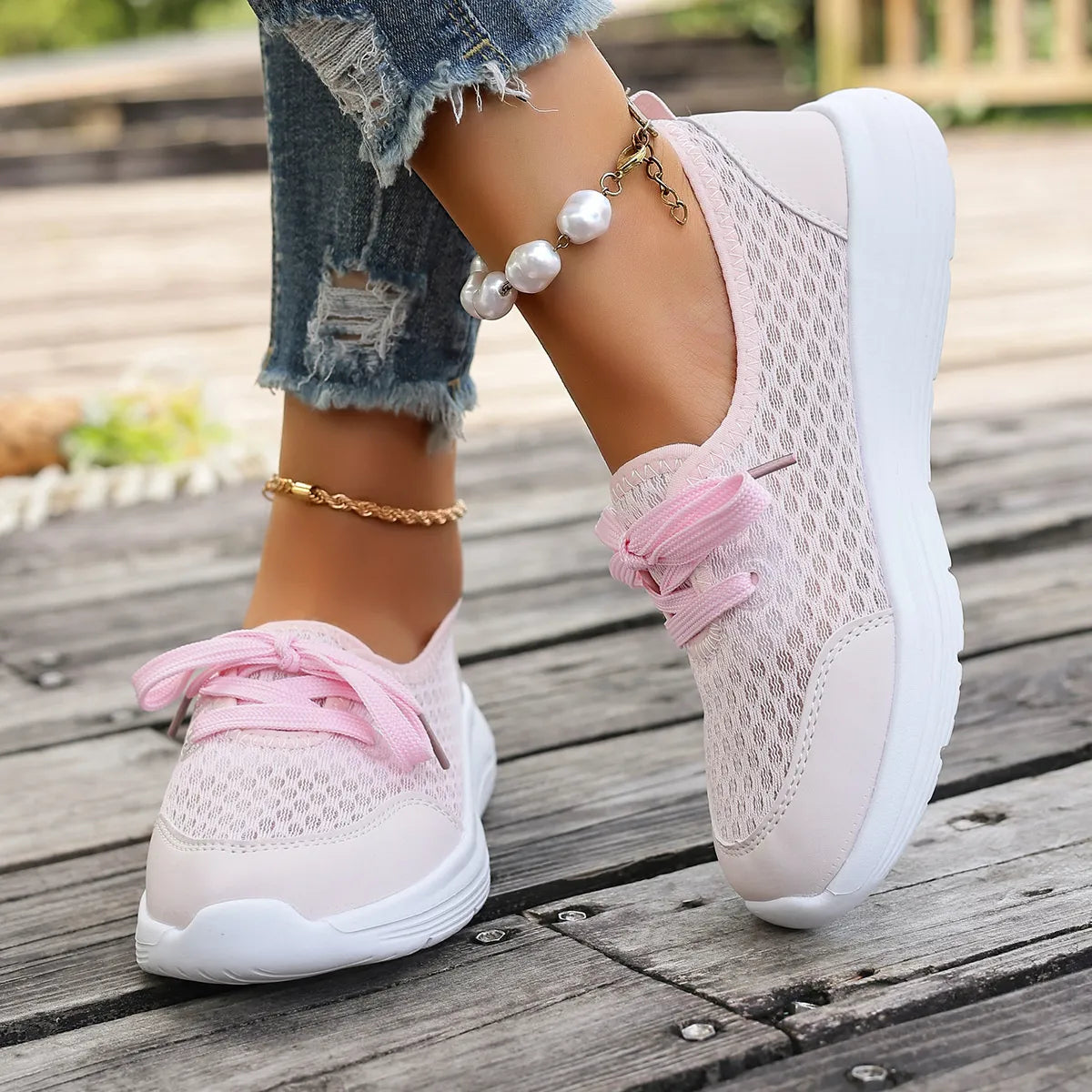 Breathable Mesh Sneakers Pink