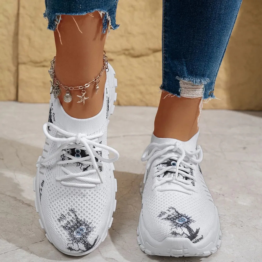 Round Toe Platform Athletic White