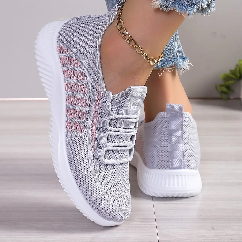 Round Toe Flats Athletic Gray