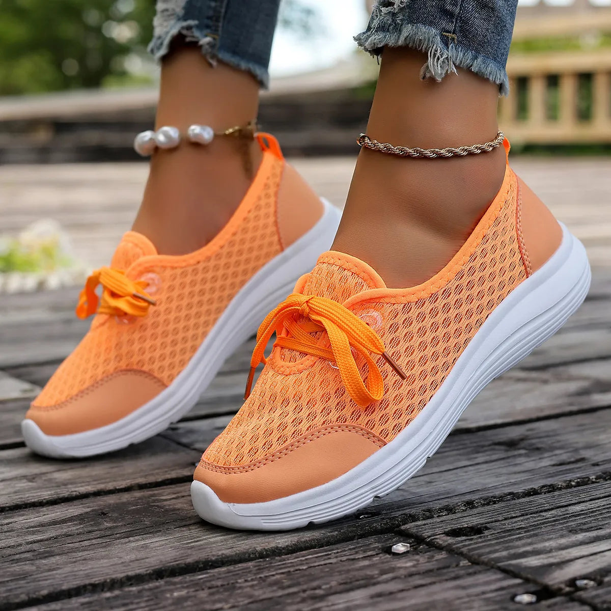 Breathable Mesh Sneakers Orange