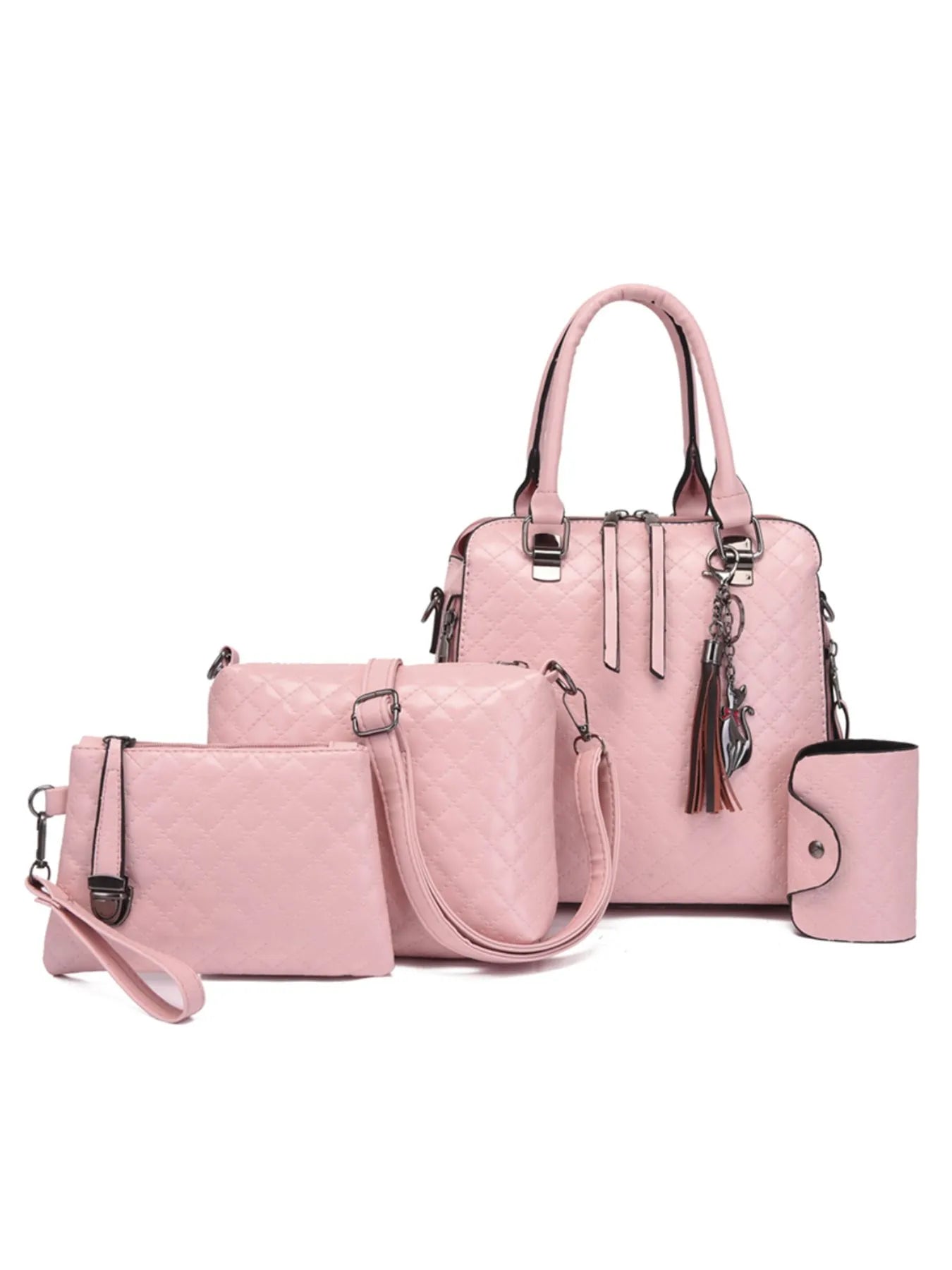 4-Piece PU Leather Bag Set with Tassel Detail