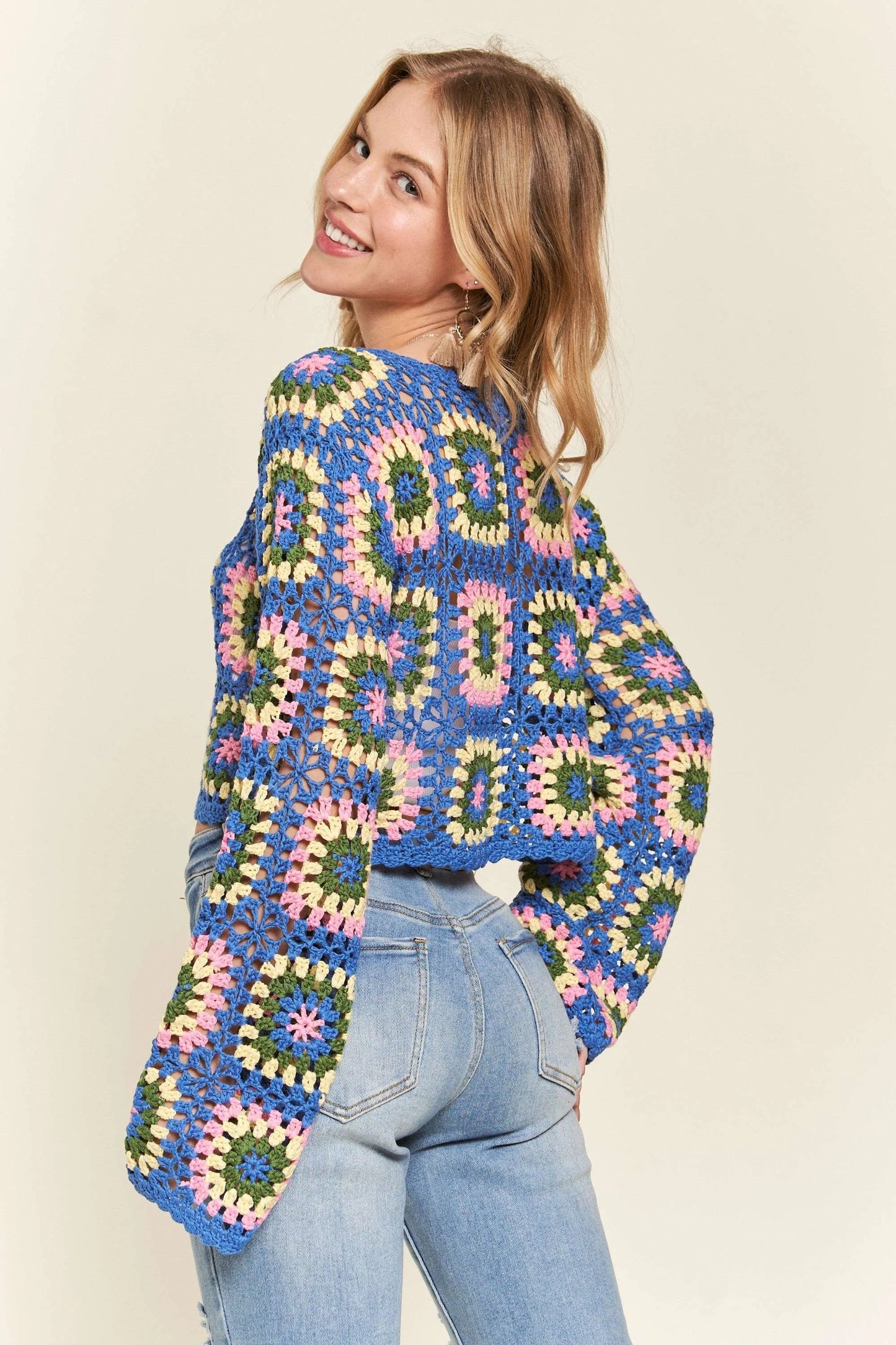 ADORA Multicolor Crochet Crop Top