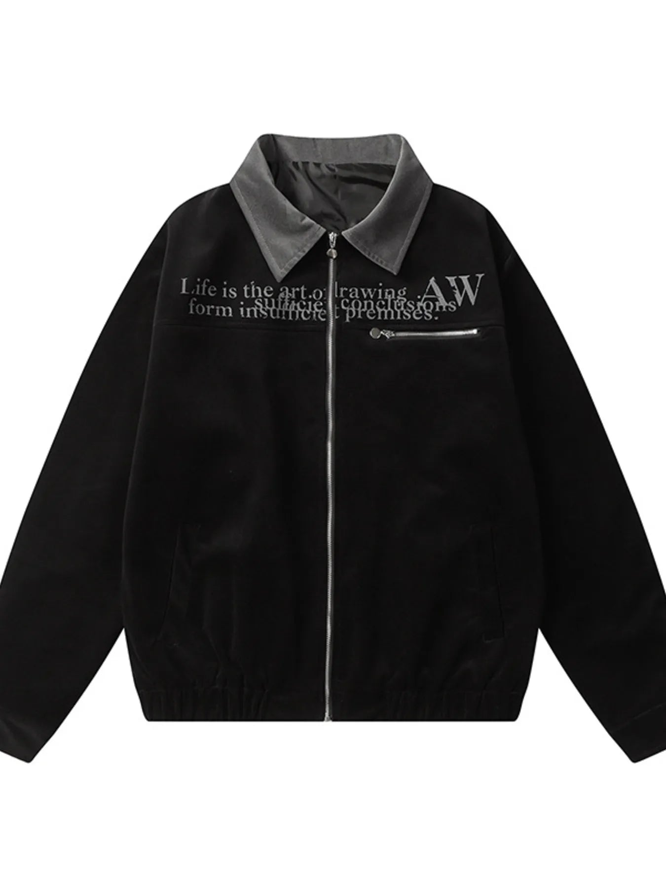 Men's Zip Up Long Sleeve Jacket Black
