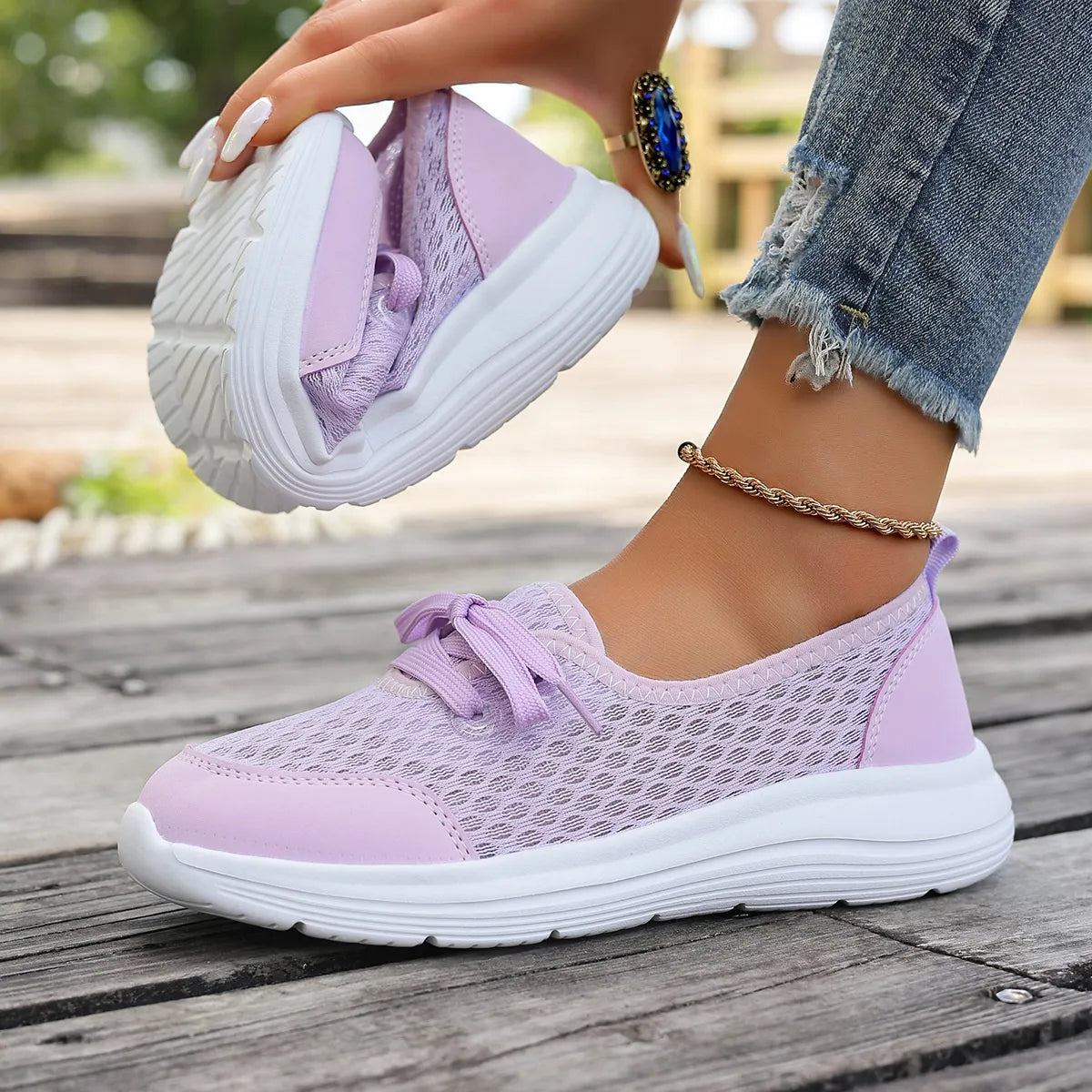 Breathable Mesh Sneakers Purple