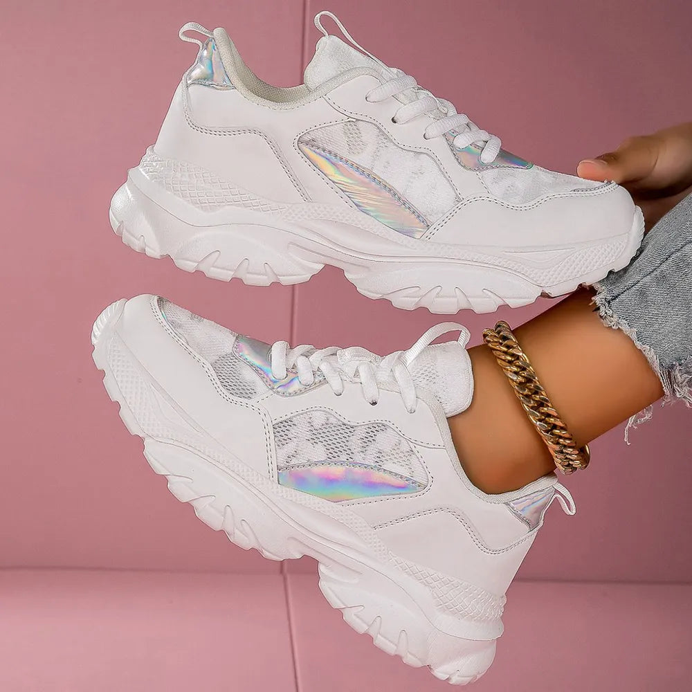 Round Toe Platform Athletic White
