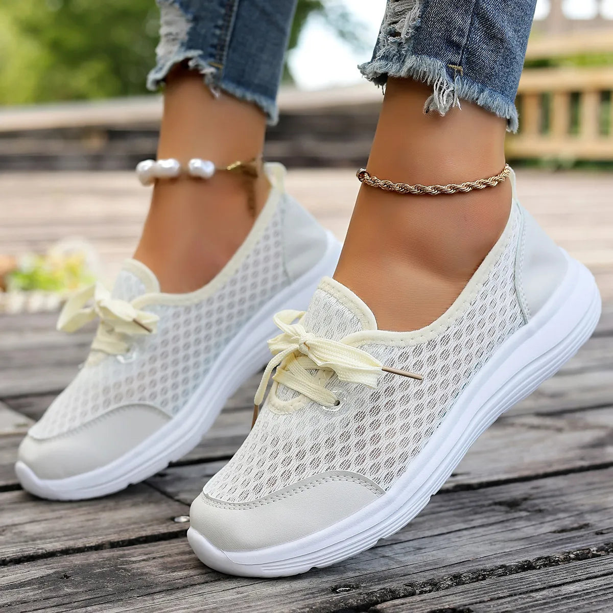 Breathable Mesh Sneakers White