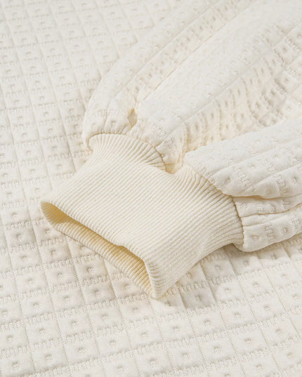 Textured Half Button Collared Sweatshirt