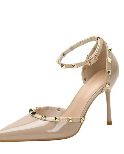 Rivet Detail Point Toe Stiletto Pumps 