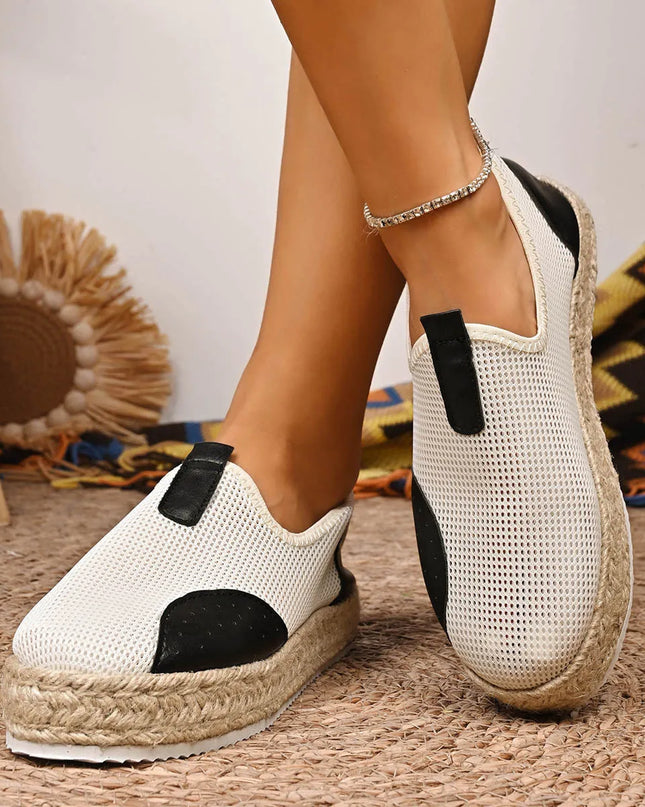 Mesh Espadrille Platform Slip-Ons 
