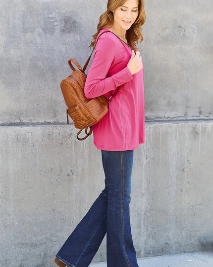 Basic Bae Full Size V-Neck Long Sleeve Top