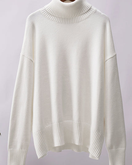 Turtle Neck Dropped Shoulder Sweater