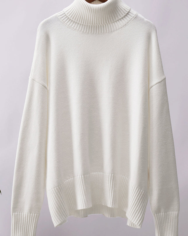 Turtle Neck Dropped Shoulder Sweater