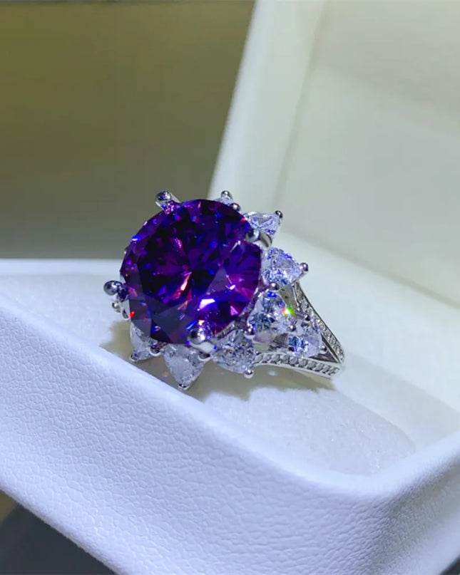 10 Carat Moissanite 925 Sterling Silver Flower Shape Ring