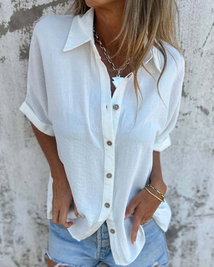 Full Size Collared Neck Half Sleeve Shirt Plus Size 