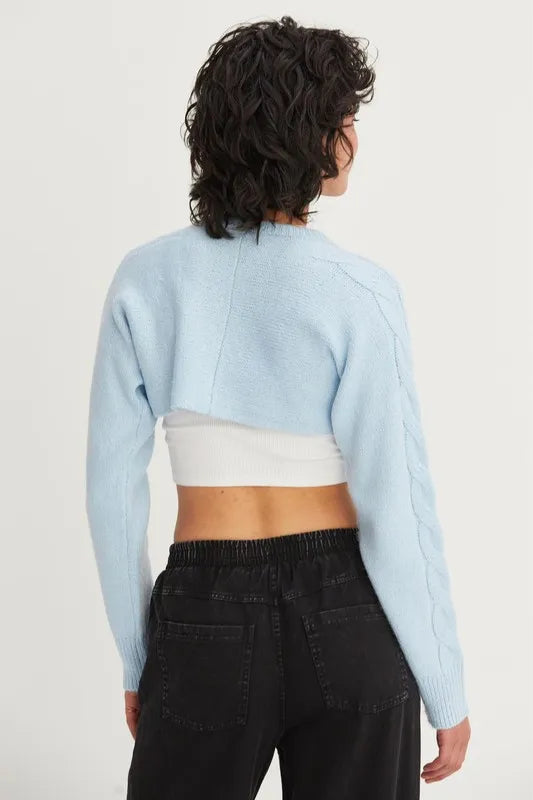 HYFVE Cable-Knit Tie-Front Shrug