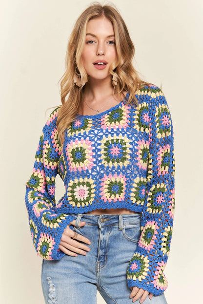 ADORA Multicolor Crochet Crop Top DENIM