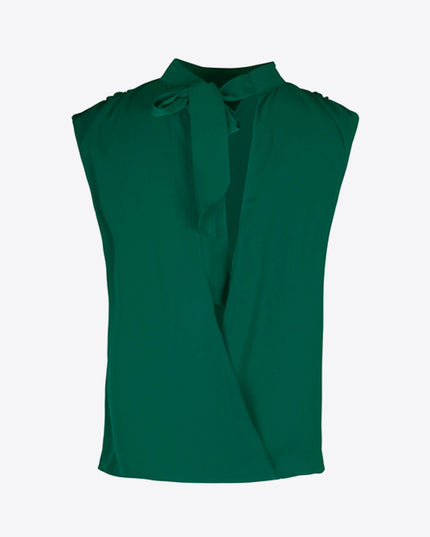 Perfee Tied Mock Neck Blouse