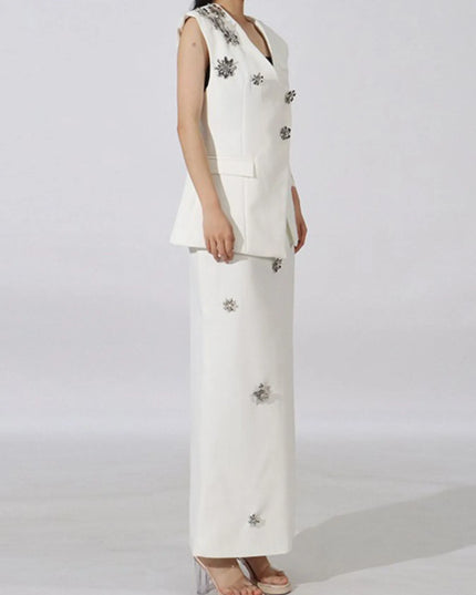 Flower Sleeveless Vest and Skirt Set