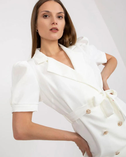 Tie Waist Short Sleeve Blazer Dress