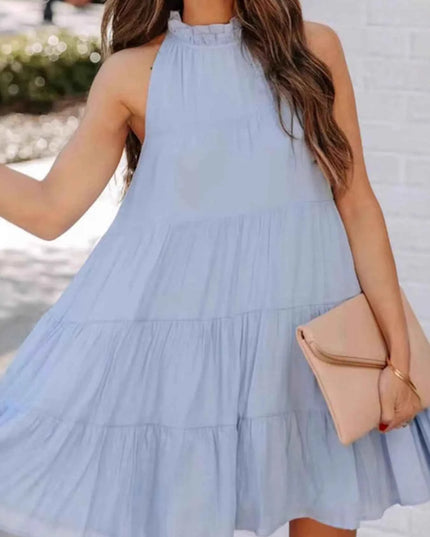 Tiered Sleeveless Tie Back Mini Dress