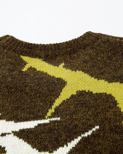 Men's Abstract Pattern Distressed Hem Sweater