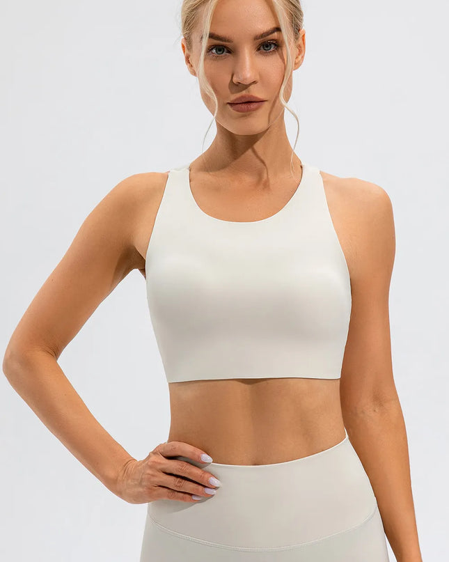 Round Neck Cutout Cropped Active Tank 