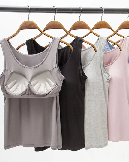 Full Size Wide Strap Modal Tank with Bra