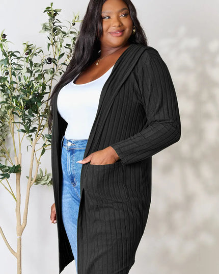 Basic Bae Full Size Hooded Sweater Cardigan