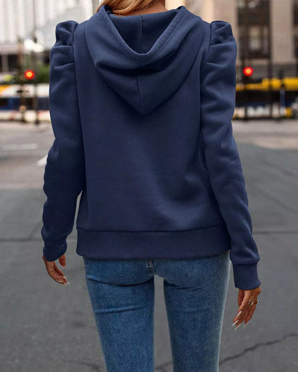 Puff Sleeve Hoodie with Drawstring