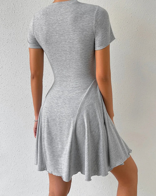 Round Neck Short Sleeve Mini Dress