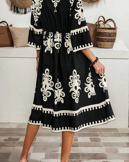 Printed Half Sleeve Knee Length Dress