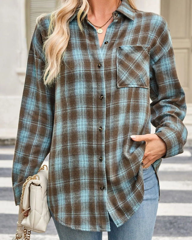 Plaid Button Up Long Sleeve Shirt
