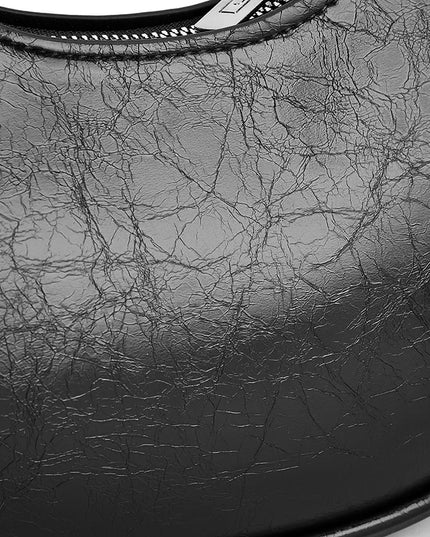 Diagonal Zipper Leather Shoulder Bag 