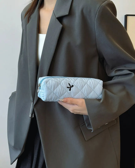 Bow Embroidered Quilted Storage Bag